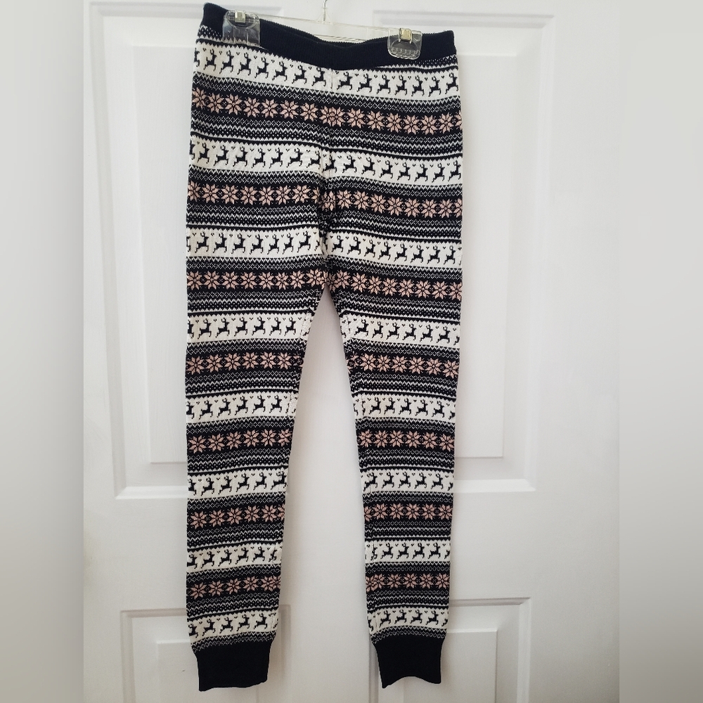 Children's Place Nordic Knit Black and White Leggings  Sparkle Snowflakes NWT